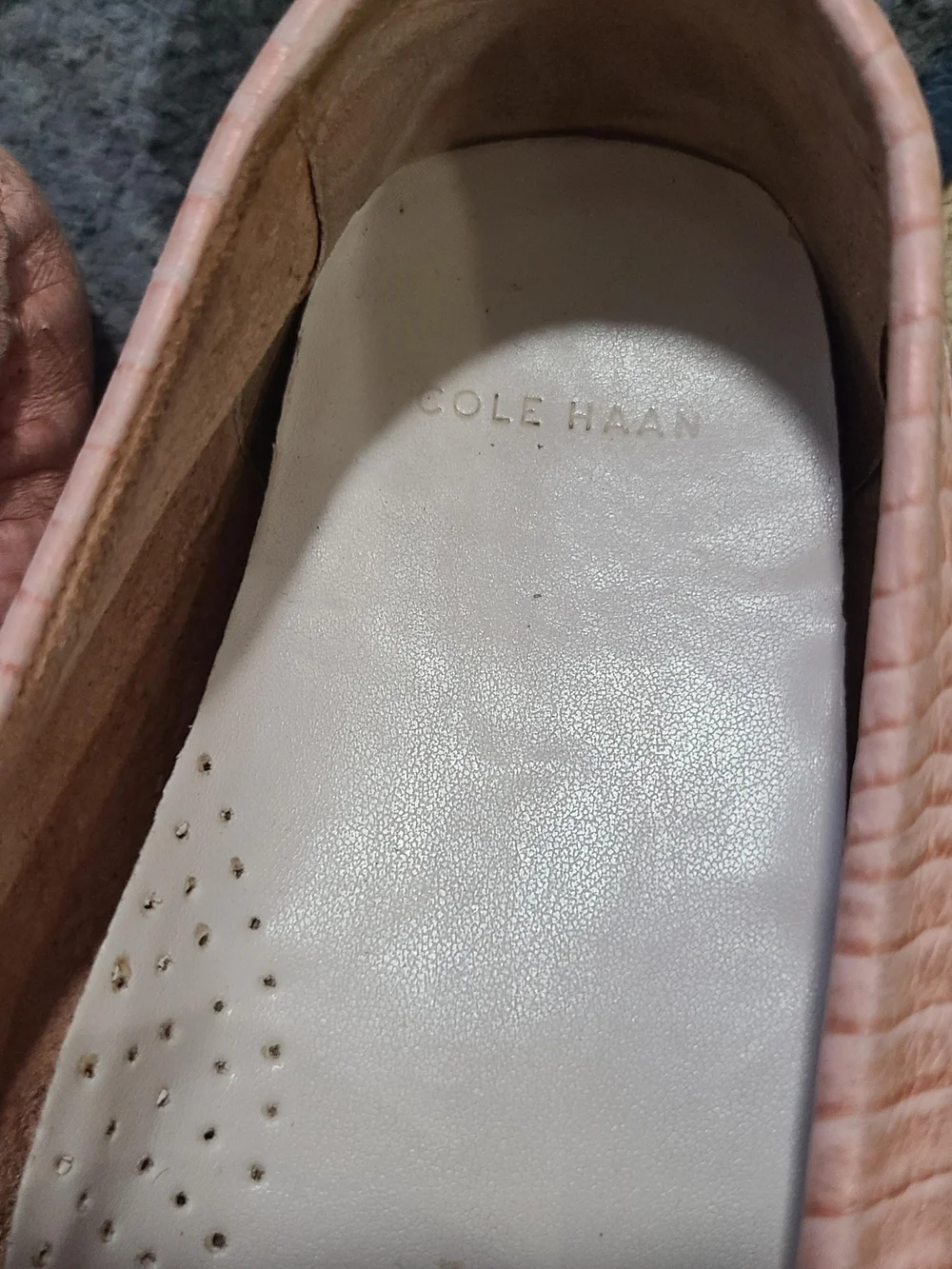 Cole Haan Blush Croc-Embossed Leather Penny Loafers
